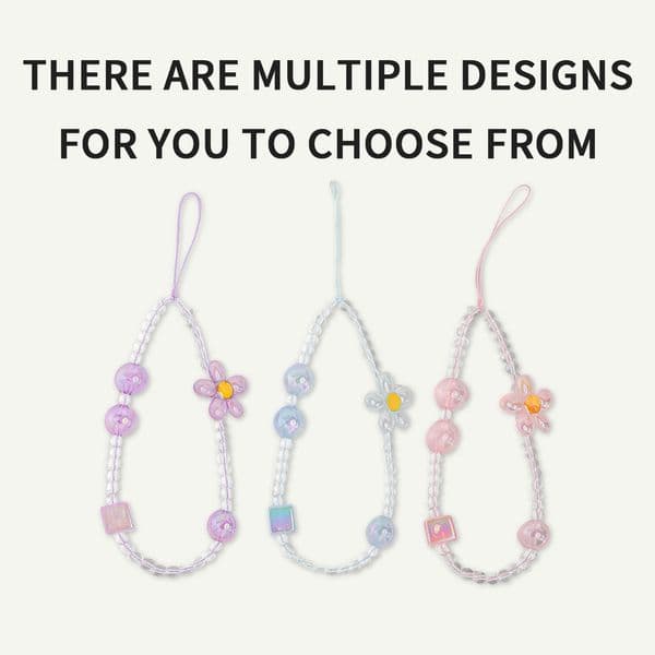 Blue Bead & Crystal Phone Chain, Diamond Strawberry Bowknot creative mobile phone chain