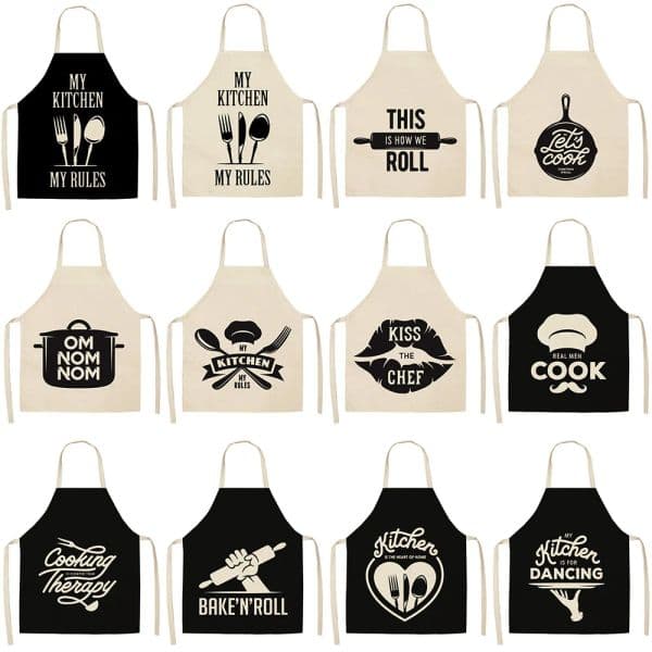 Unique Creative Women's Kitchen Apron Waterproof Cooking Oil-proof Cotton and Linen Anti-fouling Chef Apron Delantal фартуки