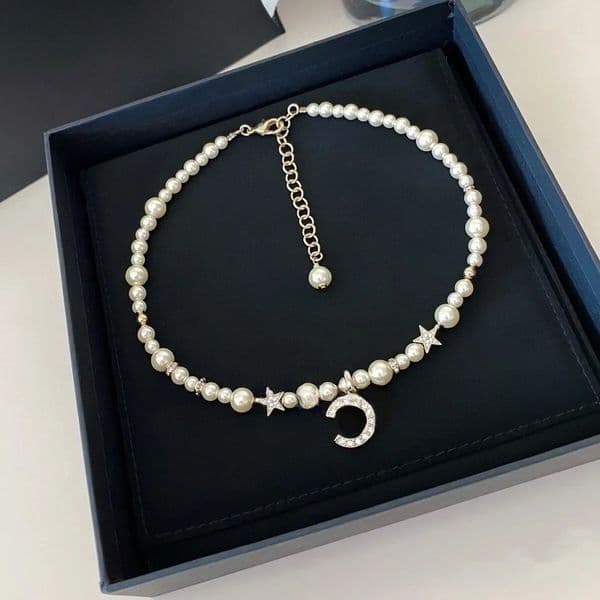 Designer Natural Freshwater Necklace Silver Star Pearl Necklace Womens Gift Fashion