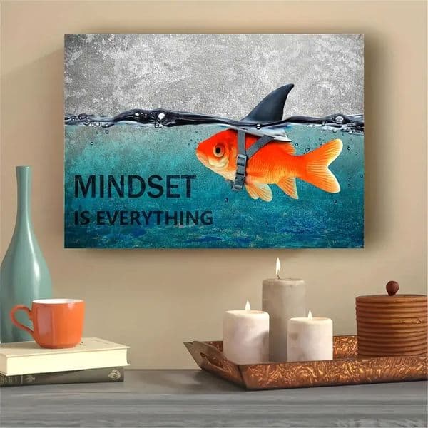 1pc No frame Canvas Wall Art Quotes Abstract Blue Goldfish Shark Pictures Posters Painting On Canvas Motivational Entrepren
