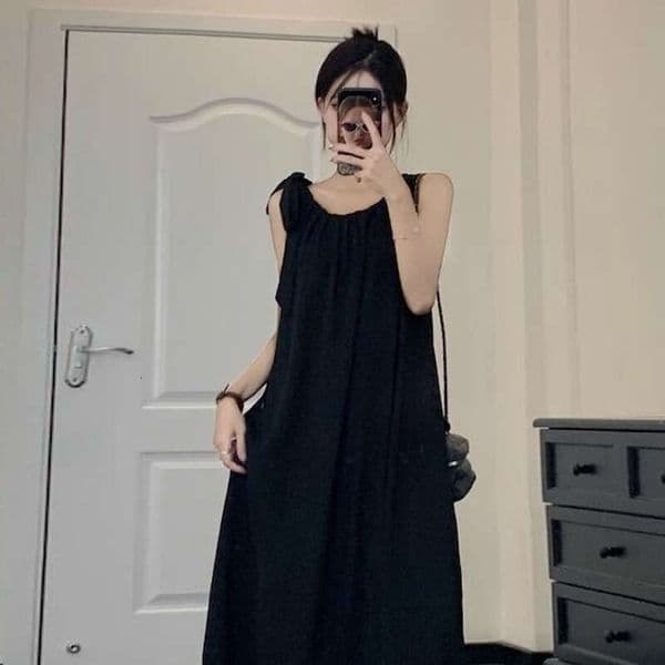 Sleeveless Halter Neck Strap For Women New Summer French Style Tank Beach Seaside Vacation Long Dress B5