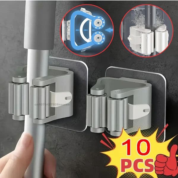Wall Broom Hook Kitchen Accessories Self-adhesive Mop Holder Broom Stand Wall Mounted Shampoo Holder Sweeping Brush Hook