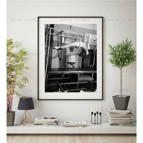 Black and White Joseph Hubertus Pilates Fitness Poster Canvas Wall Art Prints for Living Room Home Decor