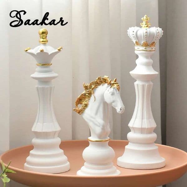 SAAKAR International Chess Resin Decorative Ornaments Home Interior Office Figurines King Queen Knight Statue Collection Objects thumbnail 2