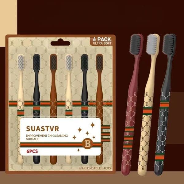 2026 Light Luxury 6 cologne Piece Set Of Fine Thread perfume Soft Fur Toothbrush Adult Household Suit Wide Head Travel High Grade Toothbursh Care Free Shipping