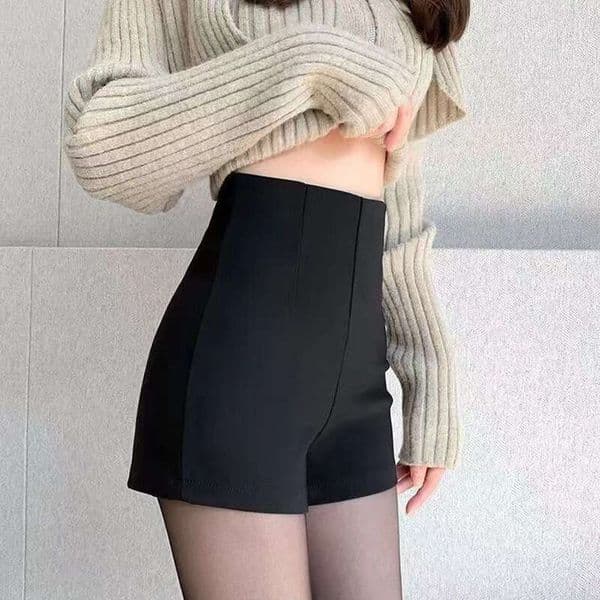 American Style High-End Black Suit Shorts For Women Summer Trendy Petite High-Waisted Slim Fit Leggings Outerwear Hot Pants B5
