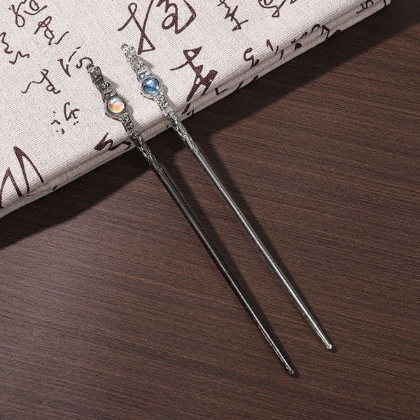 Vintage Moonstone Hair Sticks for Women New Chinese Style Simple Metal Chopstick Hairpins Headwear Jewelry Hair Accessories