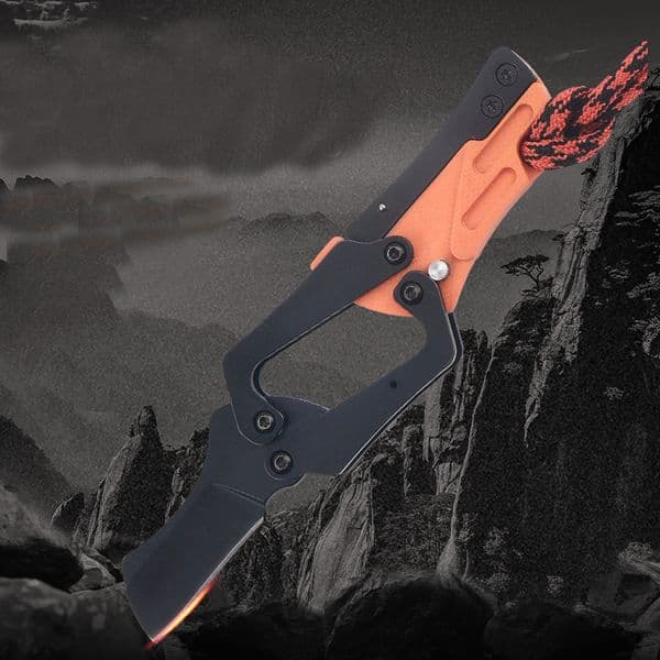 A0124 Mechanical Folding Knife 8Cr13Mov Black Oxide Tanto Blade knife Carbon Fiber/Steel Handle Outdoor Camping Hiking Fishing EDC Pocket Knives