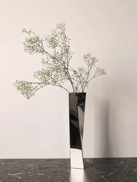 Vases Stainless Steel Luxury Vase Metal Modern Minimalist Flower Living Room Floor Furniture Home Decor Art Aesthetic Ornaments
