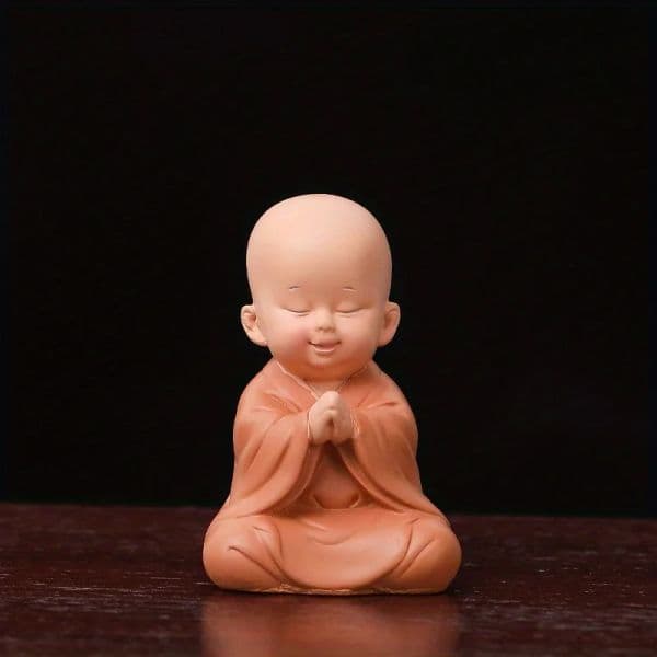 Cute Small Monk Status Figurines Religion Buddha Resin Crafts Desk Miniatures Ornaments Accessories Home Decor Car Decoration