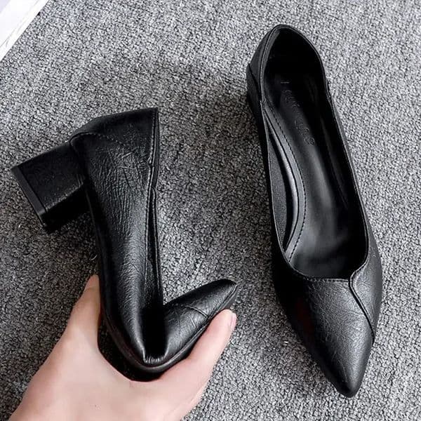3-5cm Chunky Heeled Women Shoes Square Heel Leather Shoes Pumps Zapatos De Mujer Fashion Office Ladies Single Shoe 250710