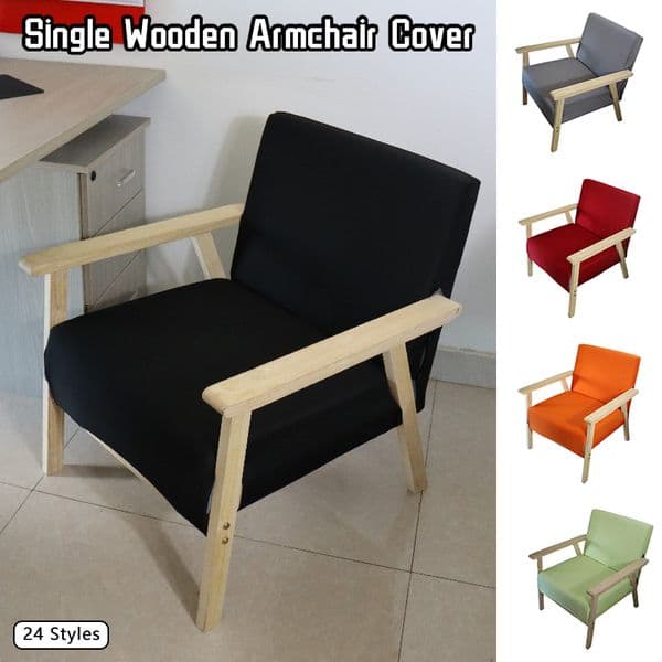 Elastic Single Sofa Cover Solid Universal Wood Chair Cover High Stretch Hotel Living Room Furniture Arm Chair Protector Cover