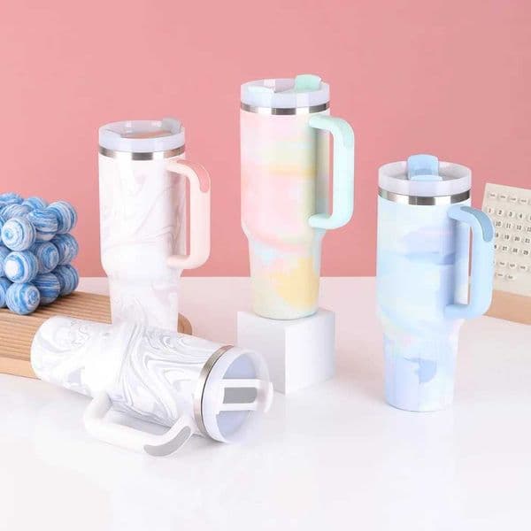 40oz Stainless Steel Insulated Car Travel Mugs Cold and Hot Vacuum Flask Insulated Tumbler Cup with Lids and Straws X2507111