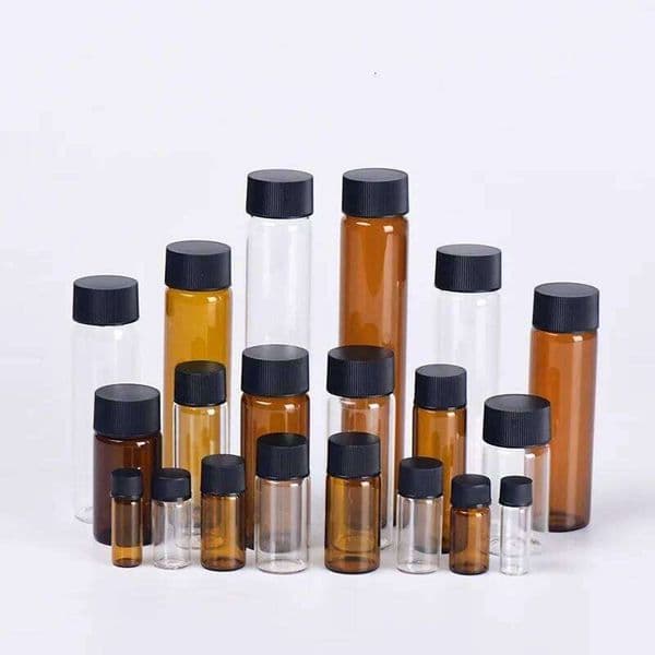 3Ml-50Ml Clear Brown Low Borosilicate Medicinal Glass Screw-Top Sample Bottle With Leak Proof PE Inner Pad 020541