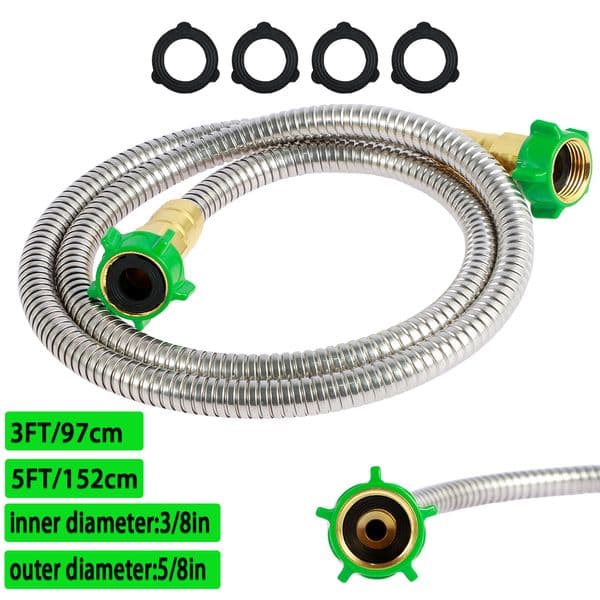 304 Stainless Steel Garden Hoses Faucet Water Flexible Pipe Water Hose 3ft 5ft with Female to Female Connector