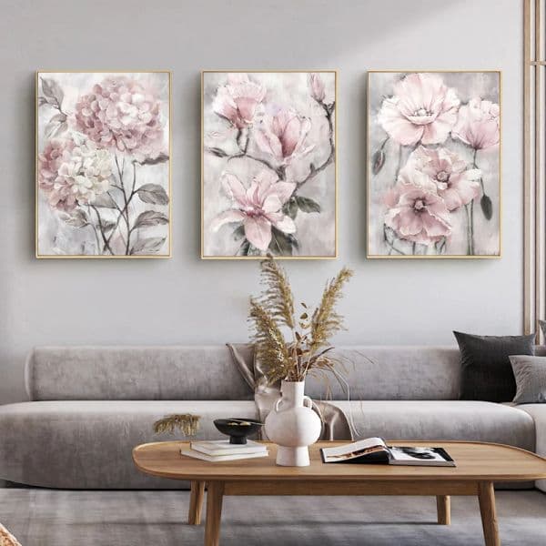 Light Pink Wall Art Abstract Watercolor Canvas Painting Flower Poster And Print Modern Boho Decor Minimalist Pictures Home Decor