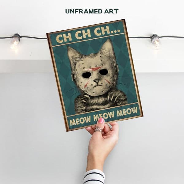 Friday the th Cat Poster Tabby Cat Jason Horror Movie Wall Art Funny Cat Decor Gift x UNFRAMED