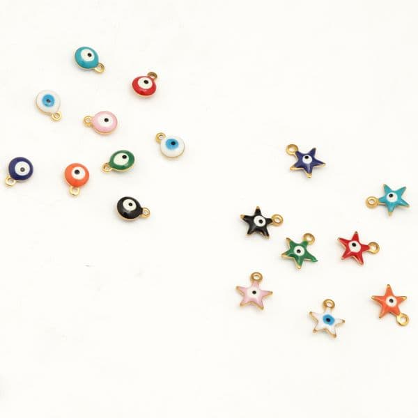 10pcs Stainless Steel Colorful Enamel Starfish Turkish Evil Eye Charm for DIY Bracelet Necklace Jewlery Making Findings