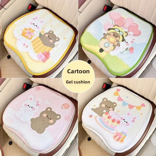 1PC Car Seat Cushion Honeycomb Gel Summer Ice Silk Cool Ladies Cute Cartoon Comfortable Breathable NonSlip Cushion 250711