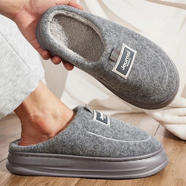 plus size mens house slippers fuzzy comfy memory foam soft couple shoes non-slip winter warm plush slippers 250704BJ