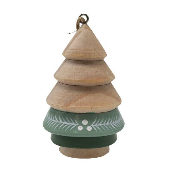 Three-layer natural wood tree ornament with light green hemp rope decoration, Nordic style forest-themed desktop decoration, creative raw wood craft