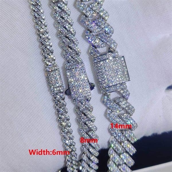 Drop 6/8/14mm Width Iced Out Cubic Zirconia Cuban Chain 1-2 Row Miami Cuban Link Necklace for Rapper Hip Hop Jewelry 250712