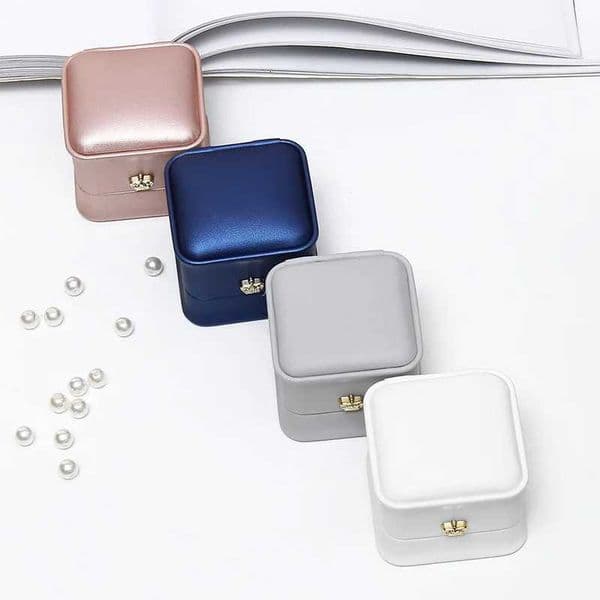 Wire-drawing PU Leather Crown Button Ring Storage Box Jewelry Packing Box Crown Buckle Ring Stud Jewelry Set Box Z250712