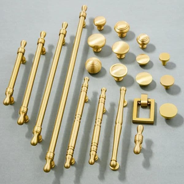Brass Furniture Handles Modern Wardrobe Dresser Cupboard Cabinet Drawer Knobs Kitchen Cabinet Handles Refrigerator Door Pulls