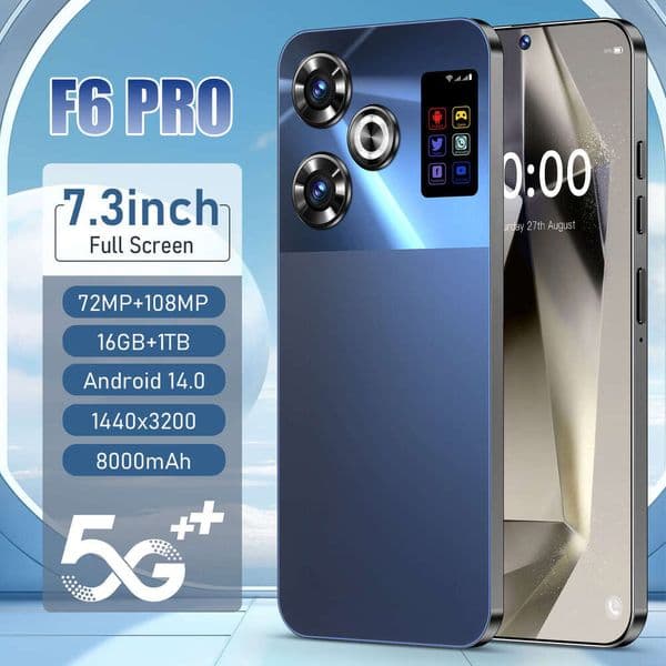 I15 I16 5G Hot-selling Smartphone F6 PRO True Perforated Large Screen 16+1T Android Phone Available