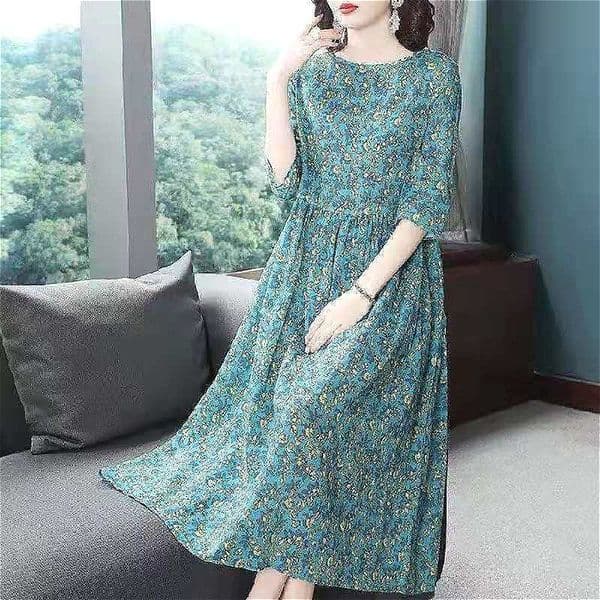 183 Summer new floral plus size women's clothing rich lady fashionable age-reducing printed dress mid-length
