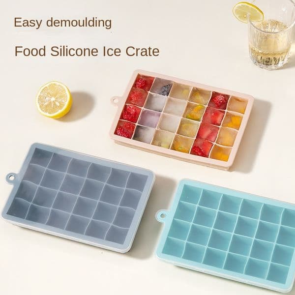 Multi-Cavity Silicone Ice Cube Tray with Lid Food Grade DIY Fruit Infuser Easy Pop Out for Cocktail Bubble Tea Home Essentials