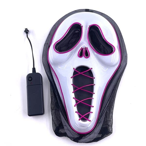 LED Horror Mask Masquerade Halloween Scary Decoration Scream Devil Mask Scary Ghost Face Killer Mask Glowing Sewn Mouth Mask
