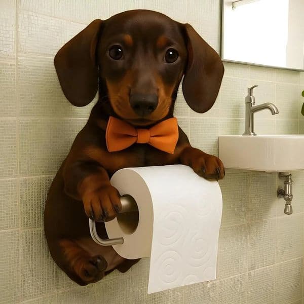 cute Dog Paper Holder Toilet Paper Holder Wall Mount Resin Roll Dispenser Storage Stand Cute el Home Decoration 250712