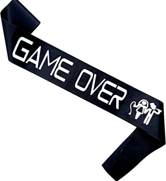 "‘Game Over’ Groom To Be Set | Sash & Hat for Bachelor Party – Wedding, Engagement & Shower Supplies"