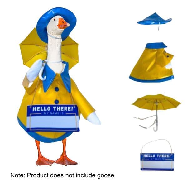 Porch Goose Raincoat Costume Decorative Lawn Goose Statue Clothes Funny Raincoat and Hat Costume for 23/17in Goose Statue