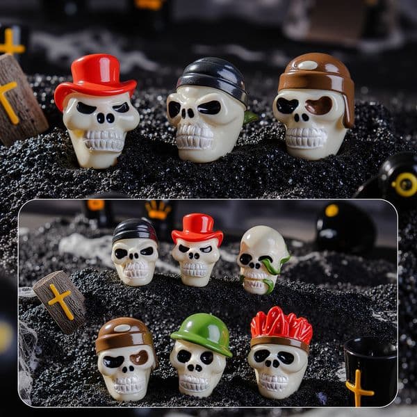 Creative Cartoon Halloween Skull Ornaments Miniature Resin Items DIY Crafts Home Decorations Small Desktop Sculpture Home Decor