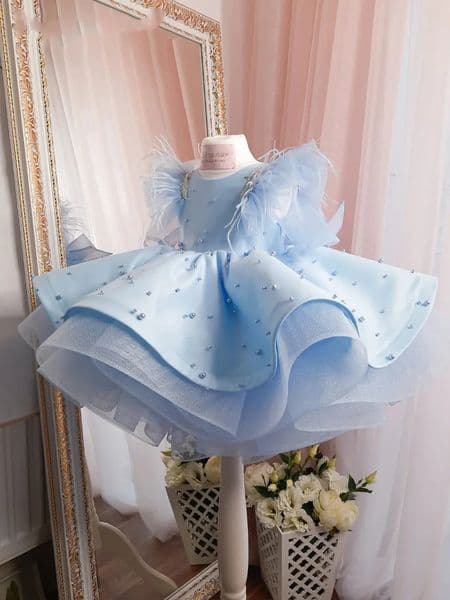 Princess Feather Flower Girl DPrincess Feather Flower Girl Dresses Beaded Ruffles Jewel Neck Gilrs Pageant Dress Little Kids Fir 250712