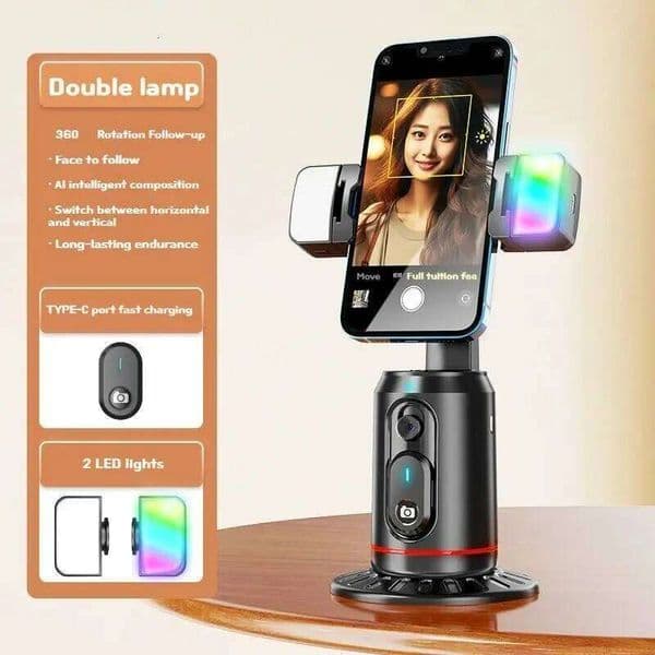 FANGTUOSI 360 Rotation Follow-Up Stabilizer Monopod Desktop Tracking Gimbal With Remote For Phone Live Photography