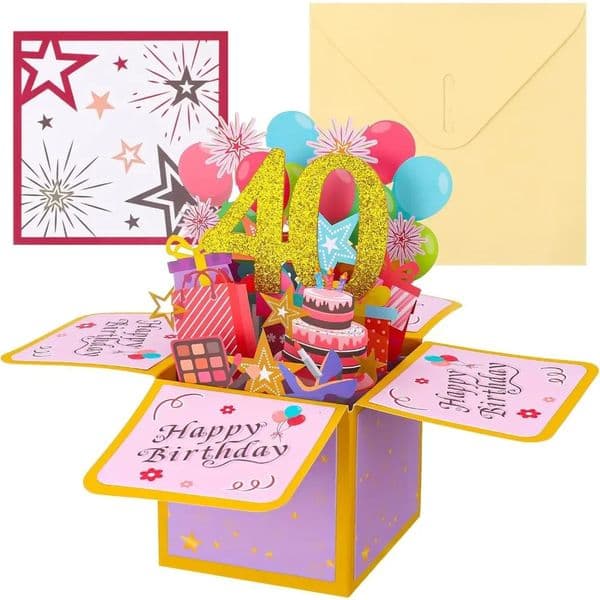 Happy Birthday Greeting Card With Envelope 3D Gift Box 18/30/40/50/60th Years Old Birthday es Message Card Party Gift 250712