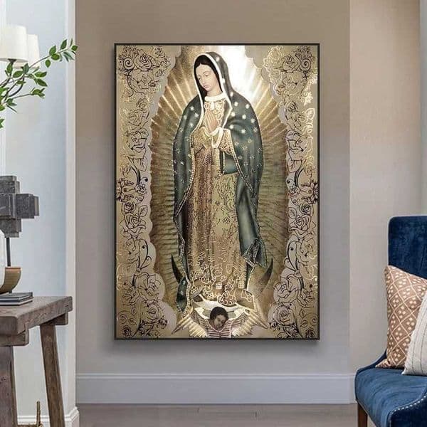Retrolady of Guadalupe Wall Art Canvas Painting Religious Catholic Art Decor Picture The Virgin of Guadalupe Poster Home Decor G250711