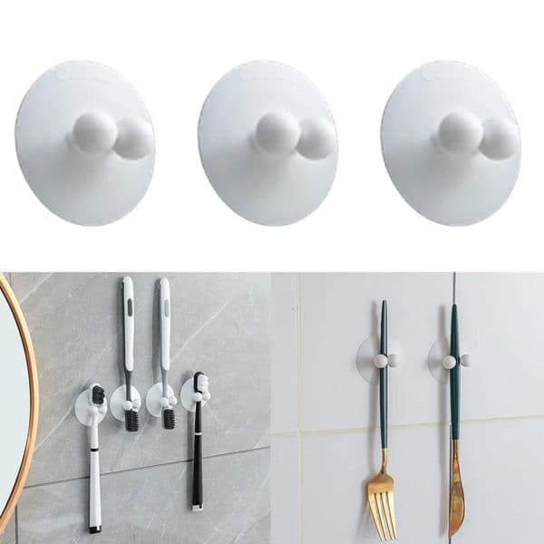 3Pcs with Suction Cup Toothbrush Holder Punch-free Wall Mounted Groceries Storage Rack Multipurpose Silicone 250714