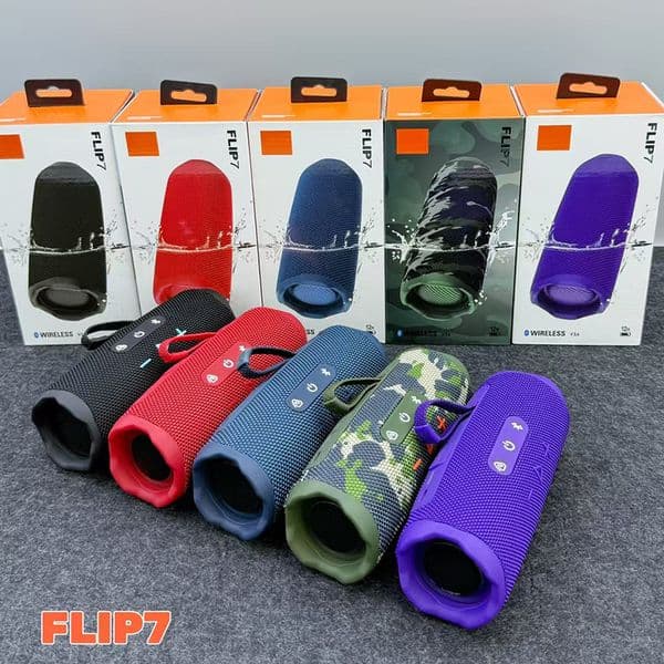 Top with Flip 7 portable Bluetooth speaker, Flip7 powerful sound and deep bass, IPX6 waterproof + dust speaker Flip7
