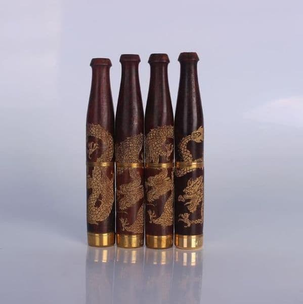 Red acid Carving Dragon solid wood cigarette holder removable filter carving pipe