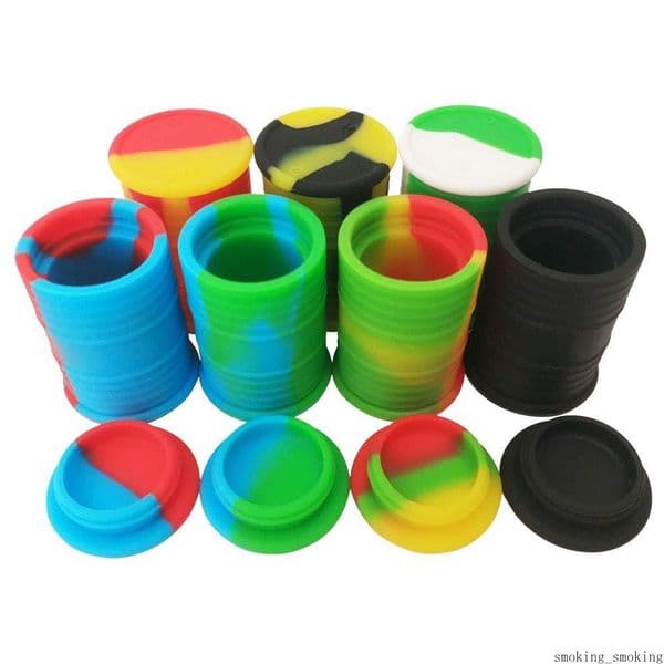 silicone oil barrel container jars dab wax oil rubber drum shape container 11ml silicon dry herb dabber tool storage
