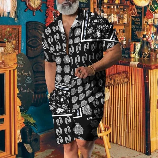 Mens Hawaiian Shirt Suit Leopard Print Party Set Printed Camisia Casual 2 Piece Set Vacation Street Wear Y2k Short Shirt Sets 250708
