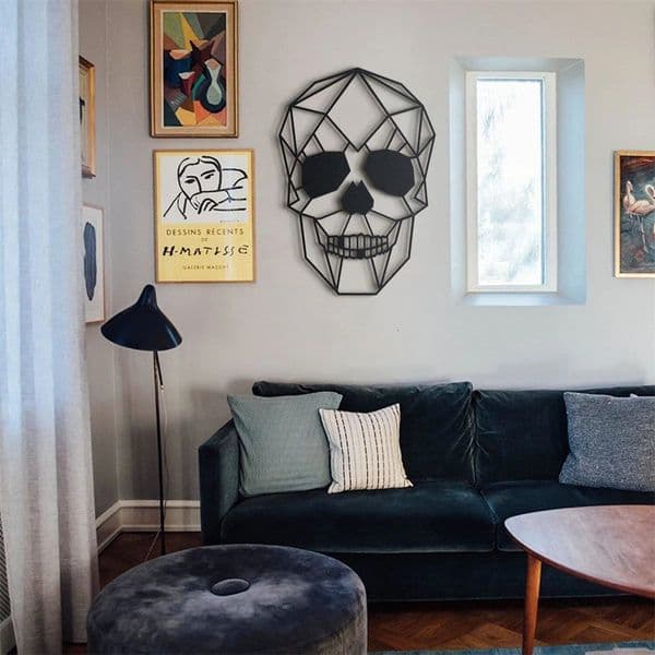Human Skull Halloween Metal Wall Art Decor Matte Black Wall Hanging Decor for Home Bedroom Living Room Bathroom Wall Decoration 250712