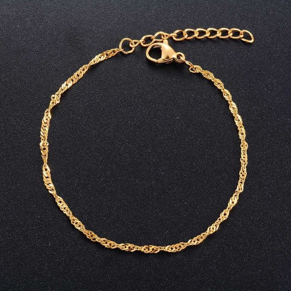 Delicate Water Wave Chain Stainless Steel Bracelet for Women Bangle Wristband Anklets Metal Jewelry Foot Ankle Hand Chain 2mm XJ250715