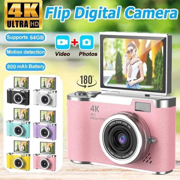 Nevakh Khd 8X Digital Zoom Digital Camera for Students 48MP Compact Digital Photography Camera 180 Flip Sn Selfile Camera XJ250715