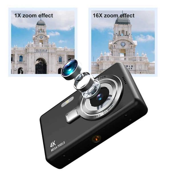 4K HD 1080P Digital Camera 96MP Autofocus Vlogging Camera 2.4 Inch IPS Sn Portable Vlogging Camera for Kids Adults BeginnersXJ250715