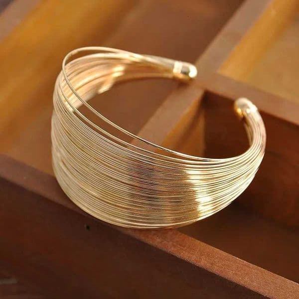 Vintage Gold Color Multi-Layer Wide Opening Cuff Bracelet for Women Punk Metal Adjustable Personality Bracelet Jewelry Gifts XJ250715